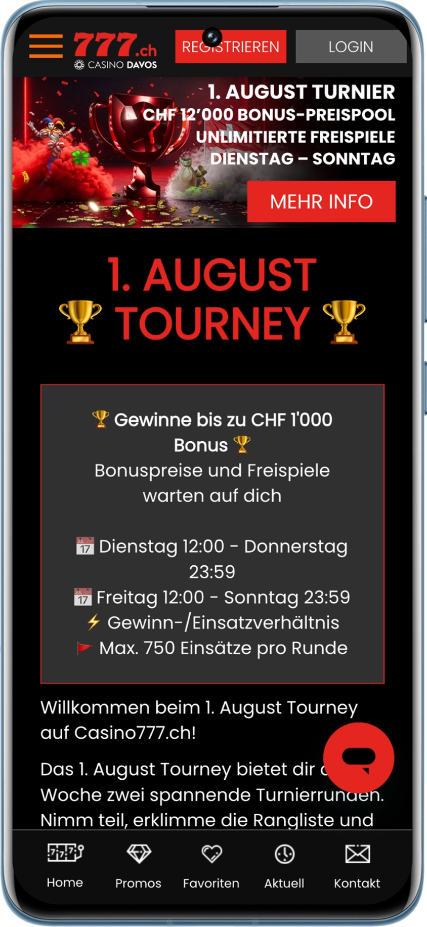 Gewinnen Sie bis zu CHF 1'000 Bonus beim Turnier zum 1. August