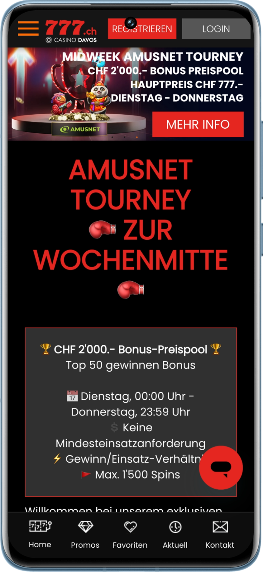 Amusnet-Turnier auf Casino777 zur Aufteilung eines Preispools von CHF 2'000