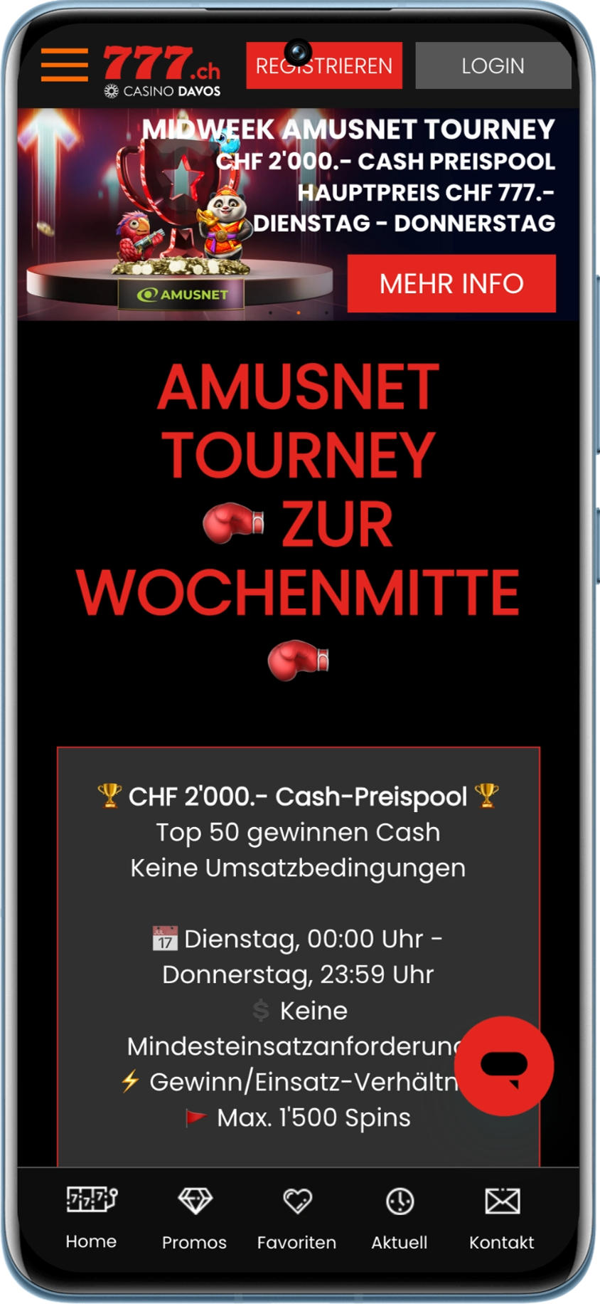 Teilen Sie sich einen Preispool von 2.000 CHF Bargeld im Amusnet Midweek-Turnier.