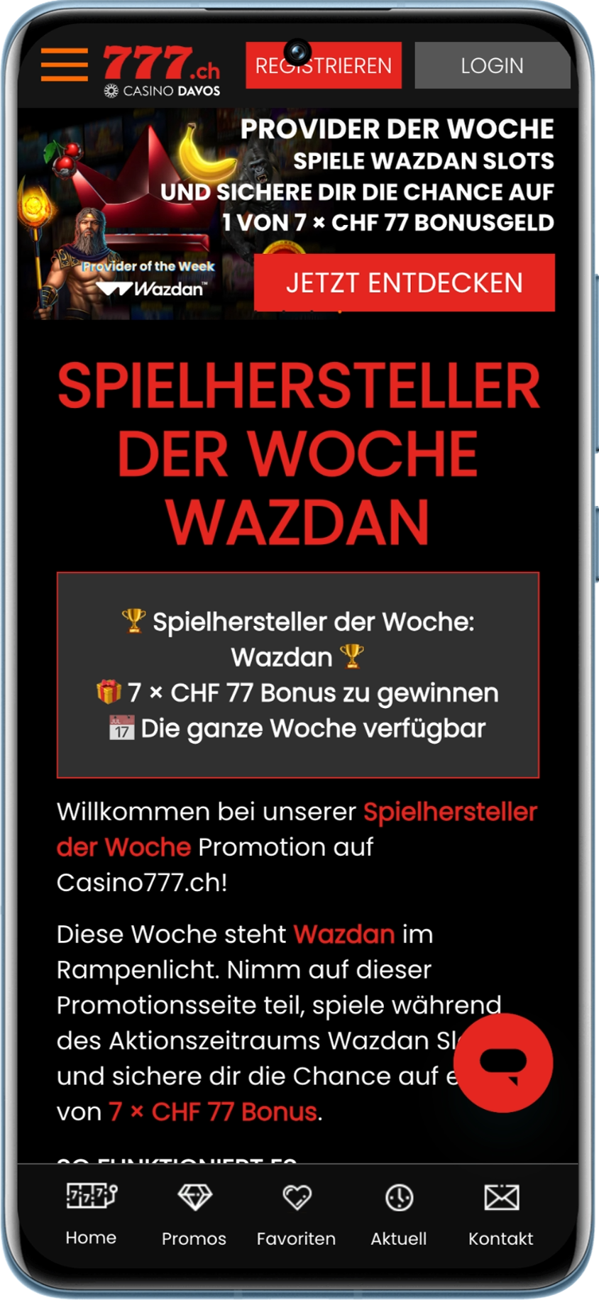 Aktion 'Anbieter der Woche' auf Casino777