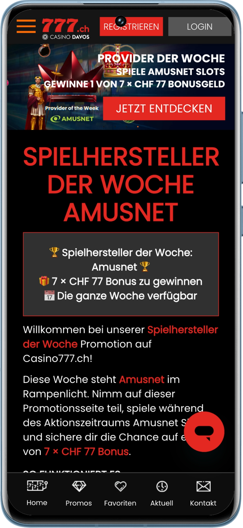 Spieleanbieter Amusnet von Casino777 als Anbieter der Woche präsentiert