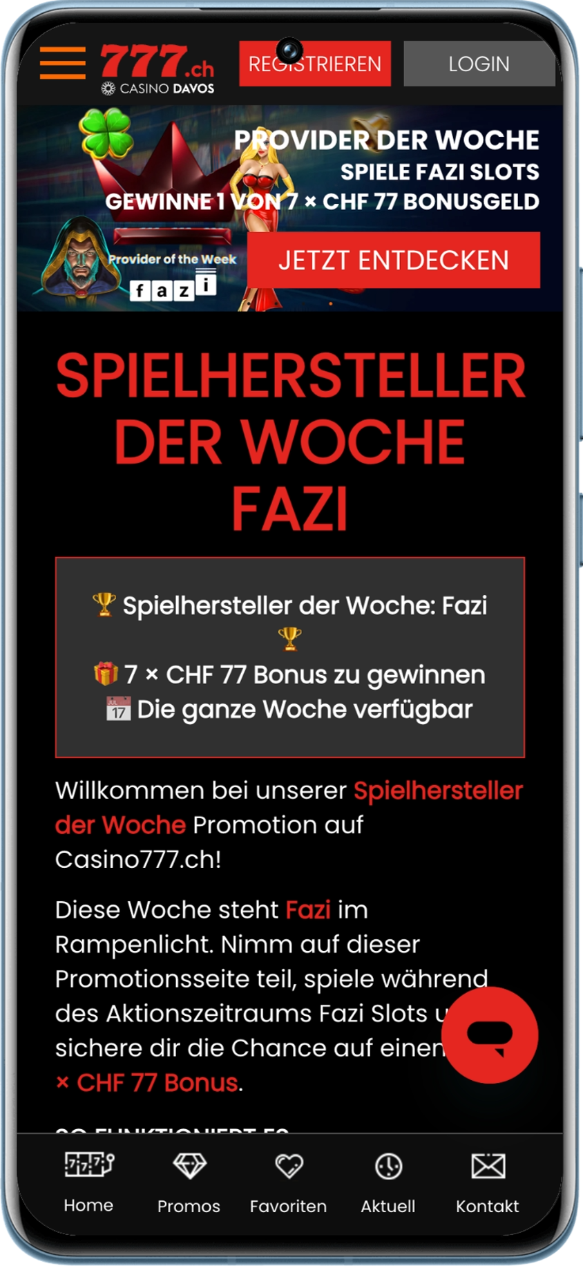 Aktion von Casino777 zum Anbieter der Woche FAZI