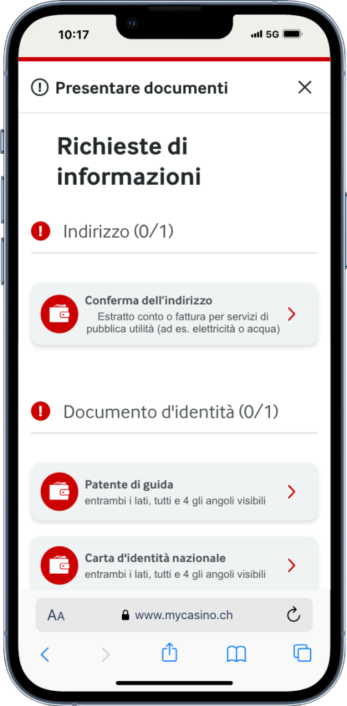 Documenti Mycasino