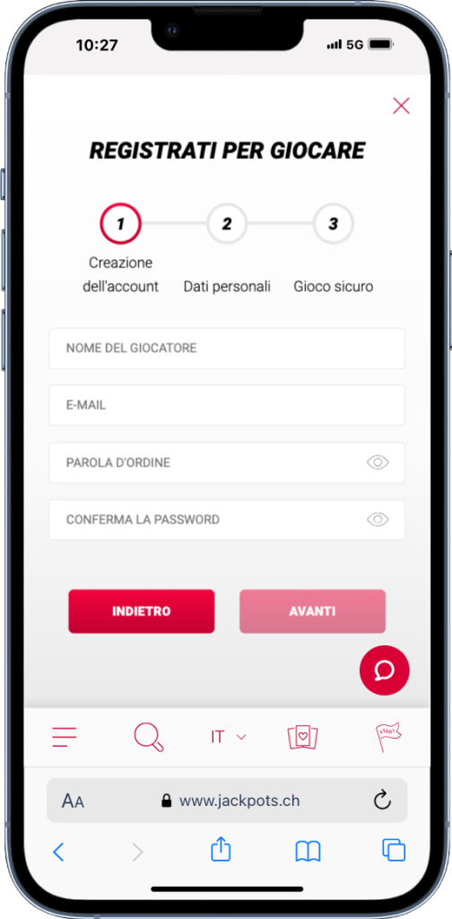 iscriversi su Jackpots
