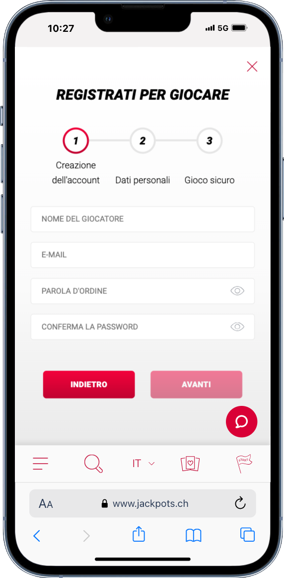 iscriversi su Jackpots