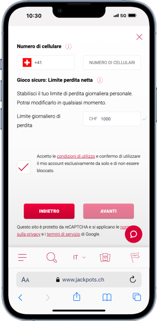 limite perdita netta Jackpots