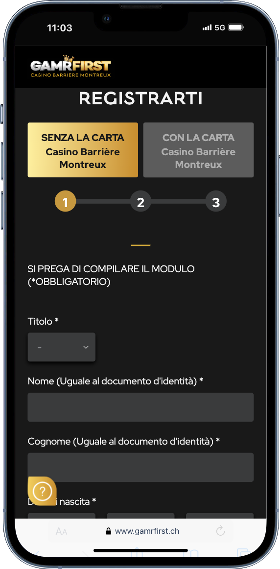 registrazione Gamrfirst