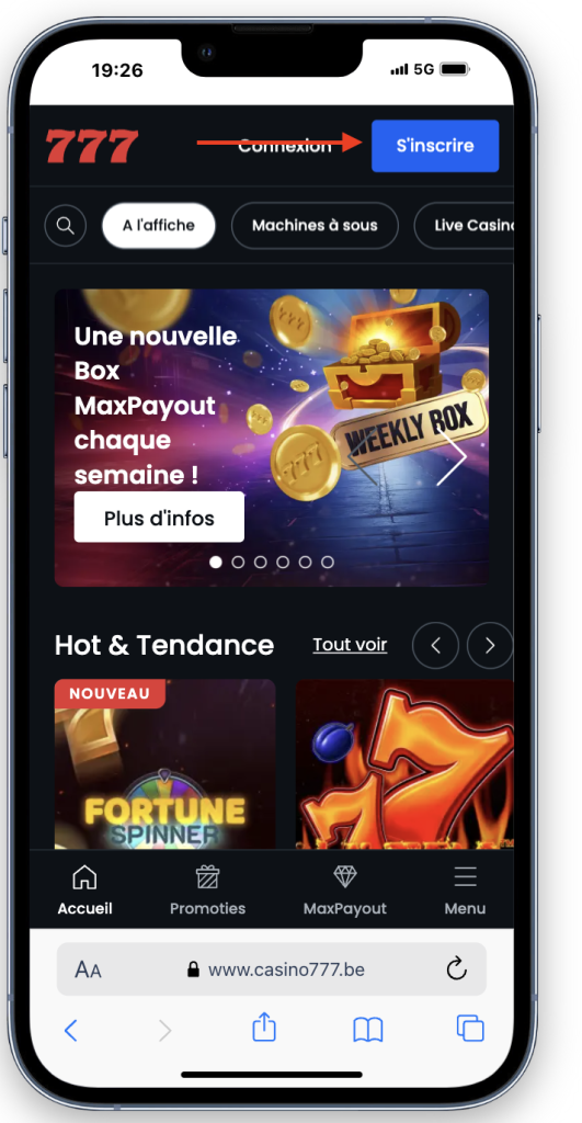 Inscription casino777