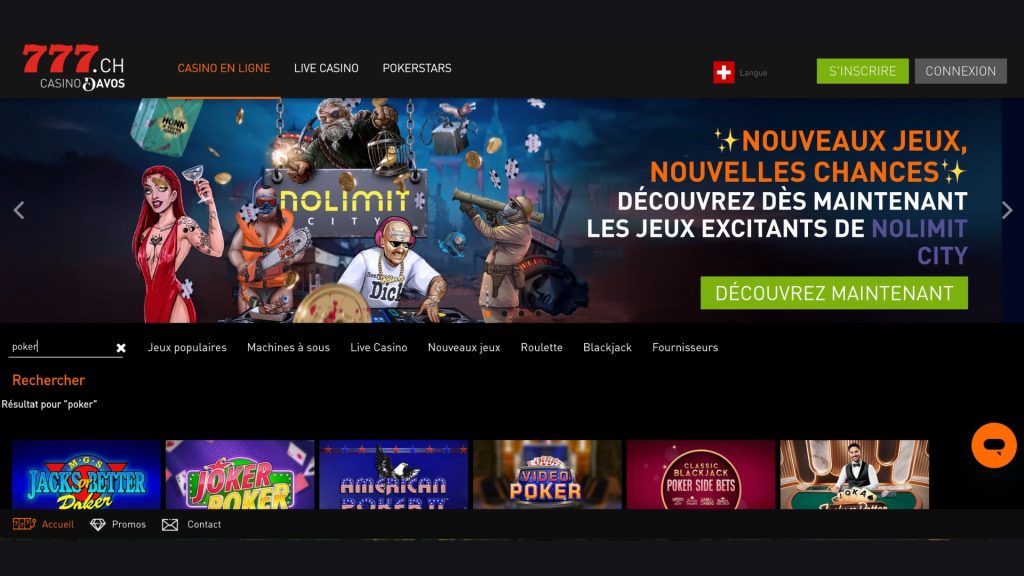 Casino777 a l'offre de poker en ligne la plus compl&egrave;te en Suisse