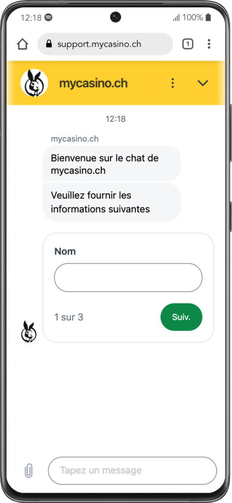 Live Chat avec MyCasino