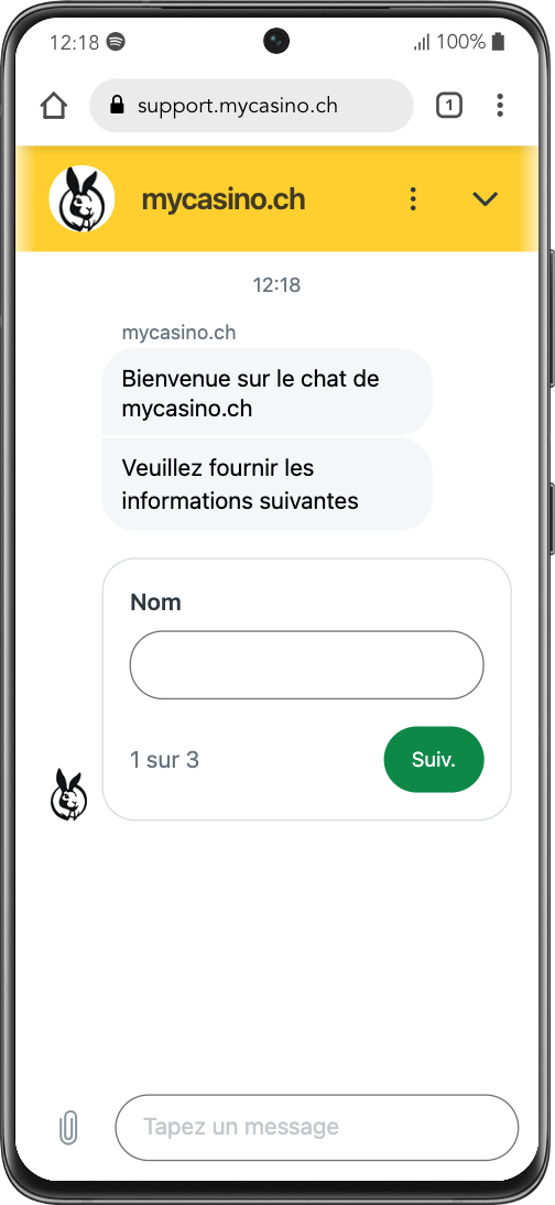 Live Chat avec MyCasino