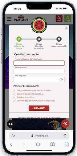 Ouvrez un compte en tapant le code promo 7Melons