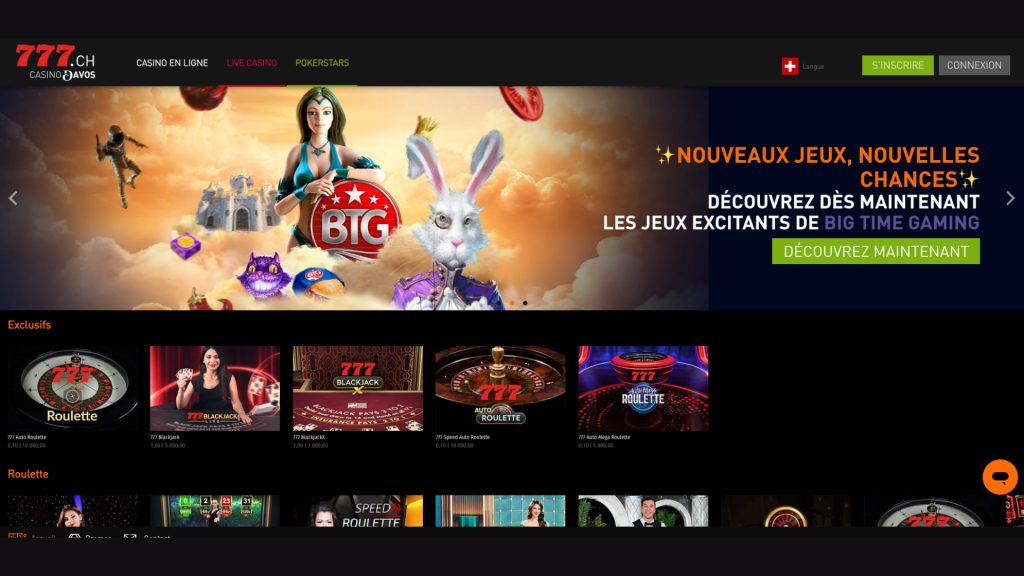 Casino777 est la salle de jeu num&eacute;ro 1 en Suisse