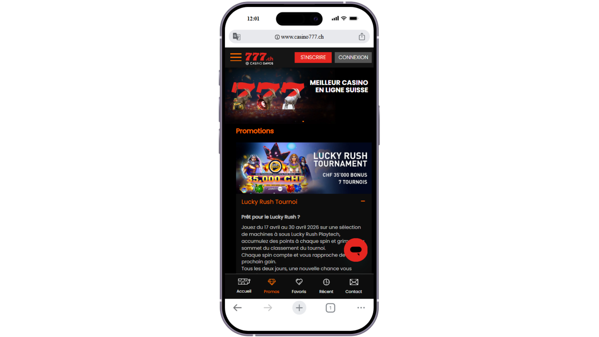 Tournoi Lucky Rush sur Casino777