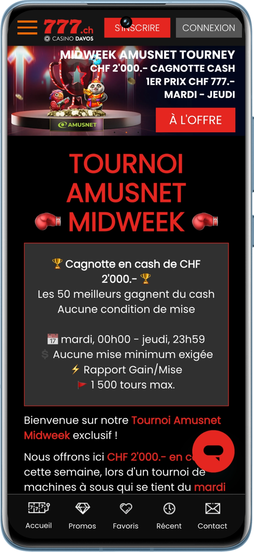 Partagez une cagnottte de 2 000 CHF en cash dans le tournoi Amusnet Midweek