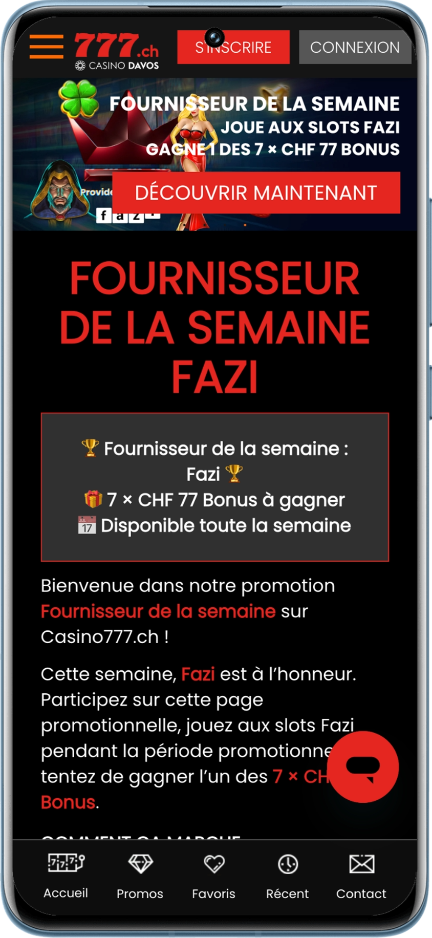 Promotion de casino777 sur le fournisseur de la semaine FAZI
