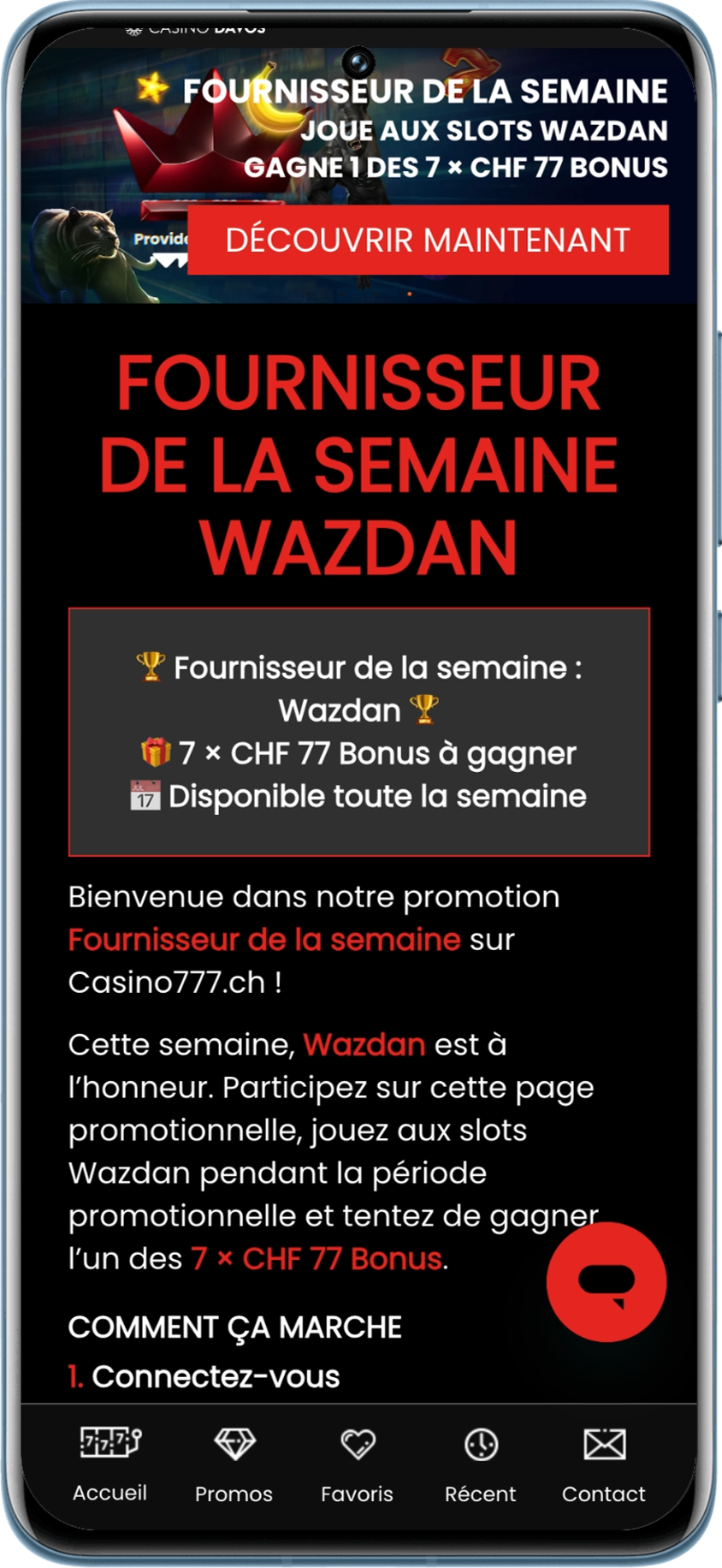 Fournisseur de jeux Wazdan mis en avant par Casino777 pour la promotion de la semaine