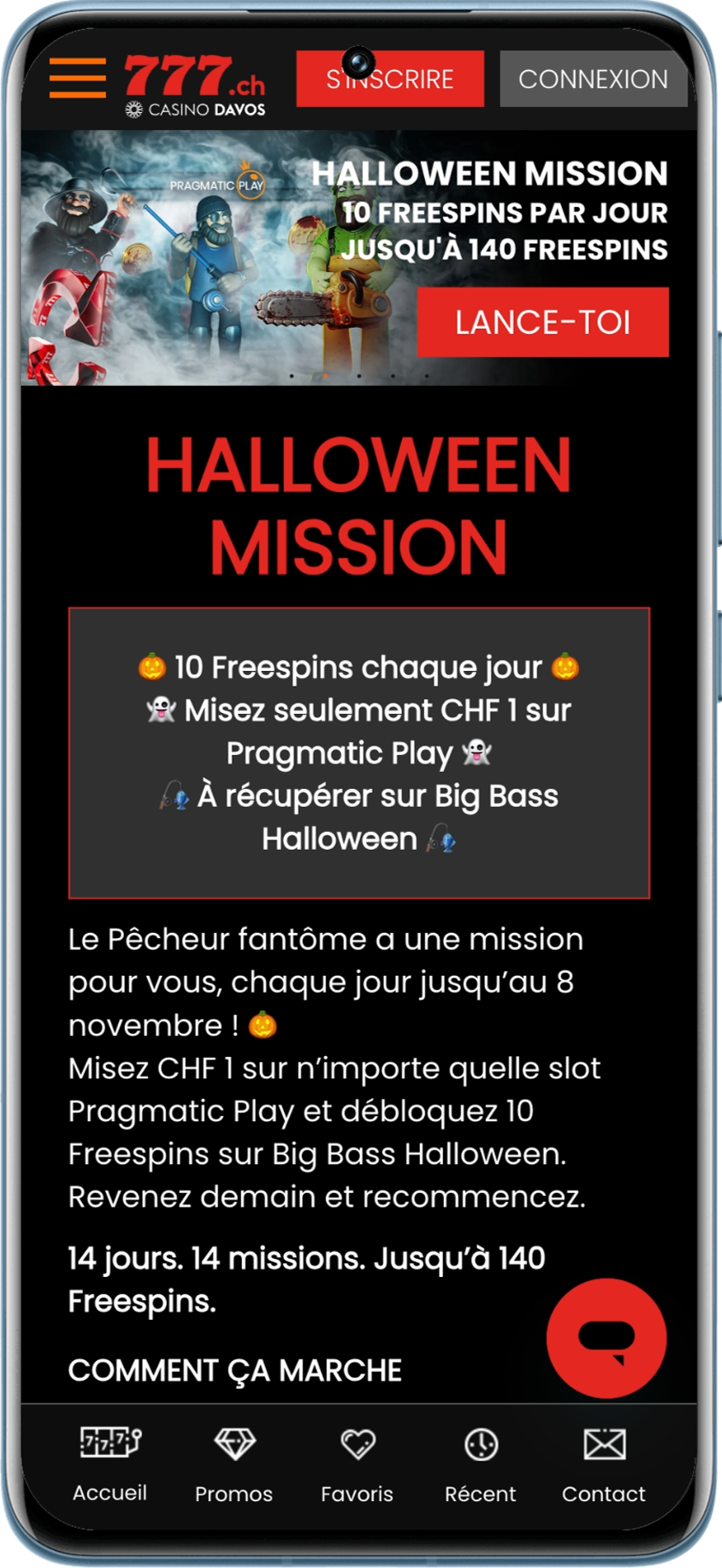 Mission Halloween quotidienne pour gagner jusqu’à 140 free spins sur Casino777